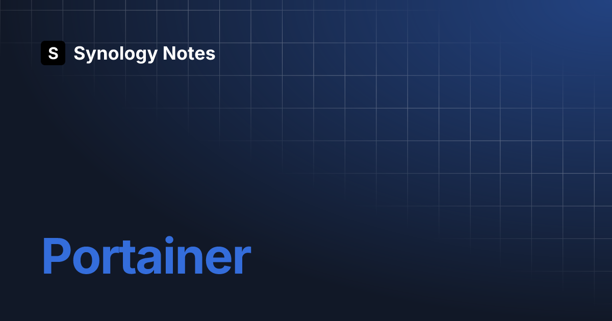 Portainer synology notes